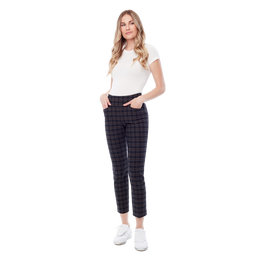 Plaid Pull-On 28&quot; Ankle Pant